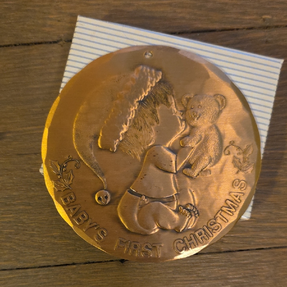 Wendell August Forge Babys First Christmas Solid  Bronze Ornament. Vintage 1994
